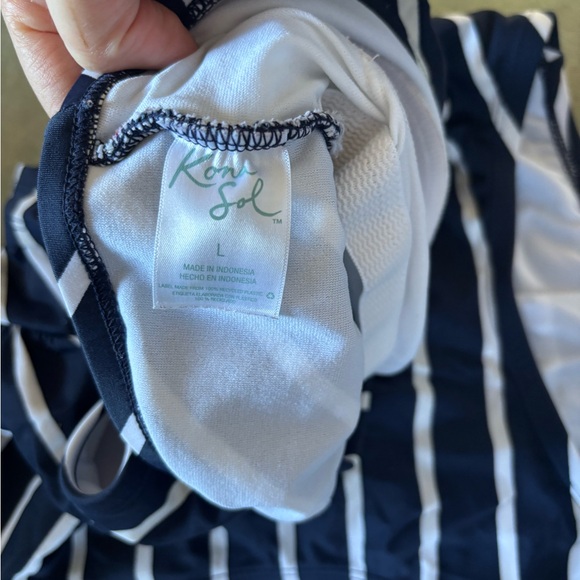 LAST CHANCE Striped Navy and White Swimsuit - Picture 3 of 3